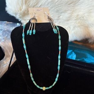 Turquoise Beaded Necklace and Earring Set